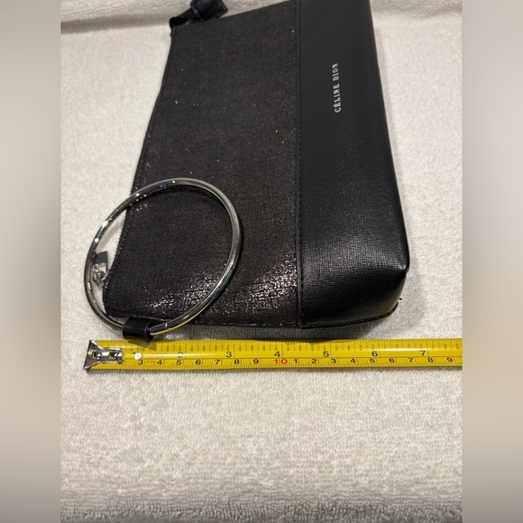 Céline Dion Black Wristlet Clutch with Silver Ring Handle - Picture 5 of 7